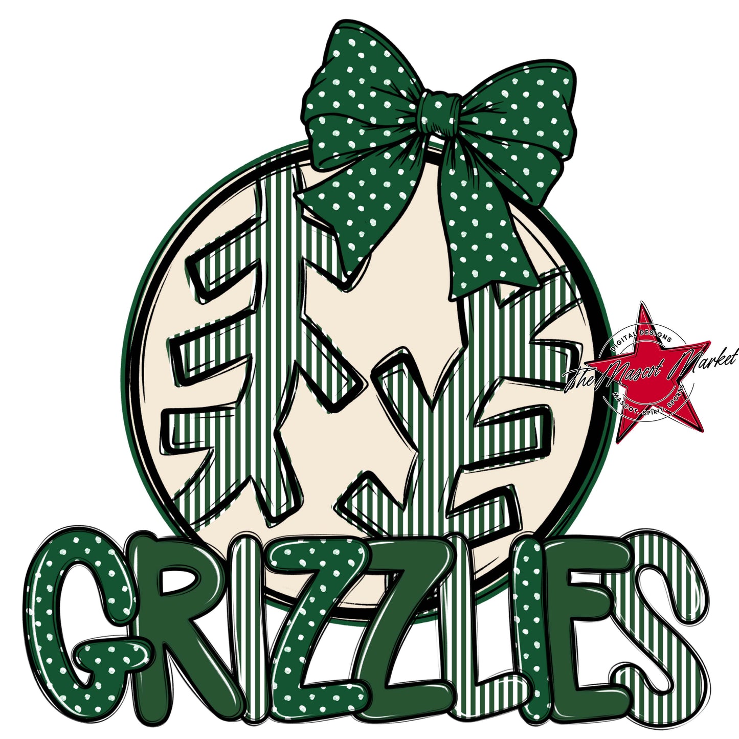 Grizzlies Baseball-Softball Spirit Design-Green