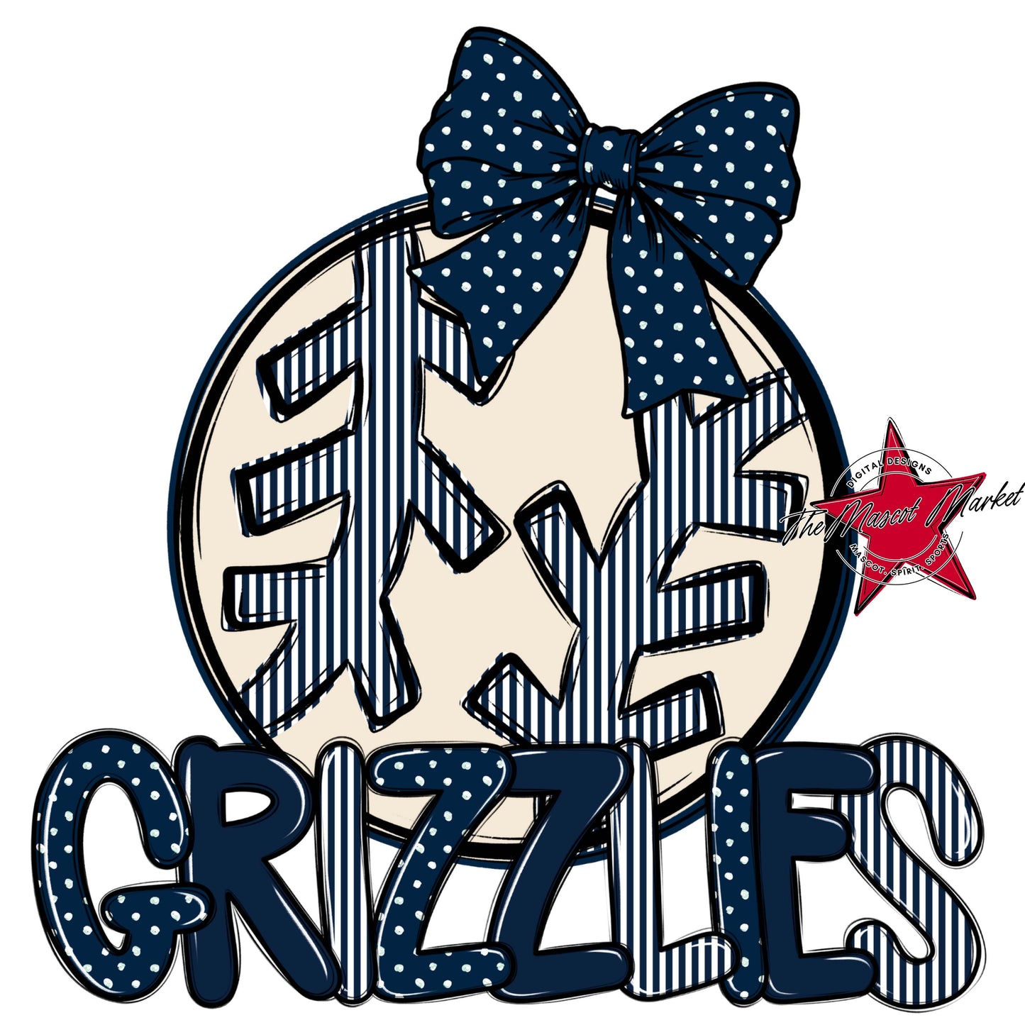 Grizzlies Baseball-Softball Spirit Design-Navy