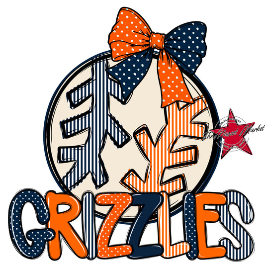 Grizzlies Baseball-Softball Spirit Design-Navy & Orange