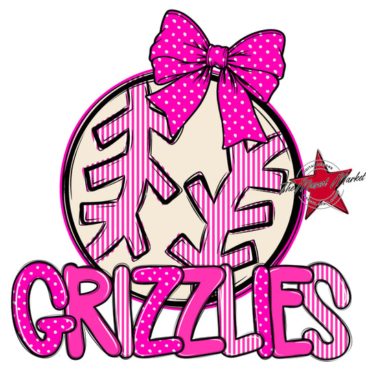 Grizzlies Baseball-Softball Spirit Design-Pink