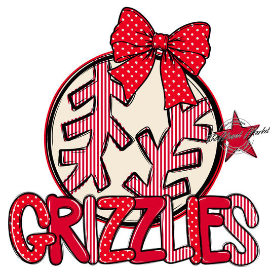 Grizzlies Baseball-Softball Spirit Design-Red