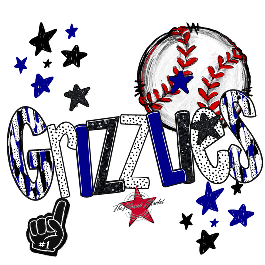 Grizzlies Baseball Scrape-Blue