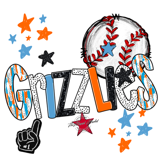 Grizzlies Baseball Scrape-Carolina Blue-Orange