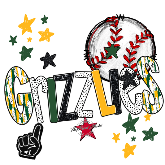 Grizzlies Baseball Scrape-Green-Yellow