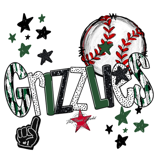 Grizzlies Baseball Scrape-Green