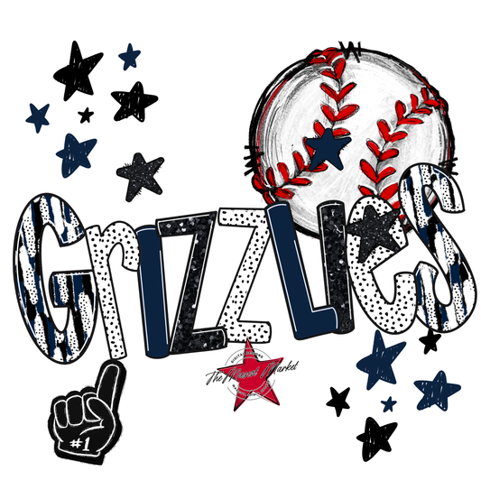 Grizzlies Baseball Scrape-Navy