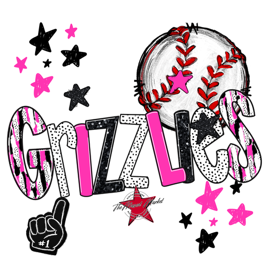 Grizzlies Baseball Scrape-Pink