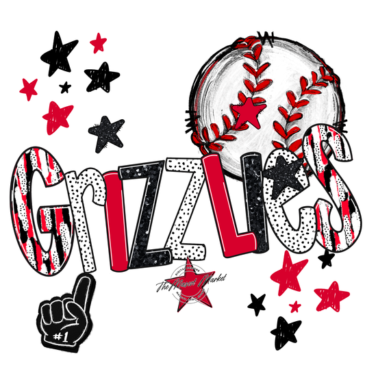 Grizzlies Baseball Scrape-Red