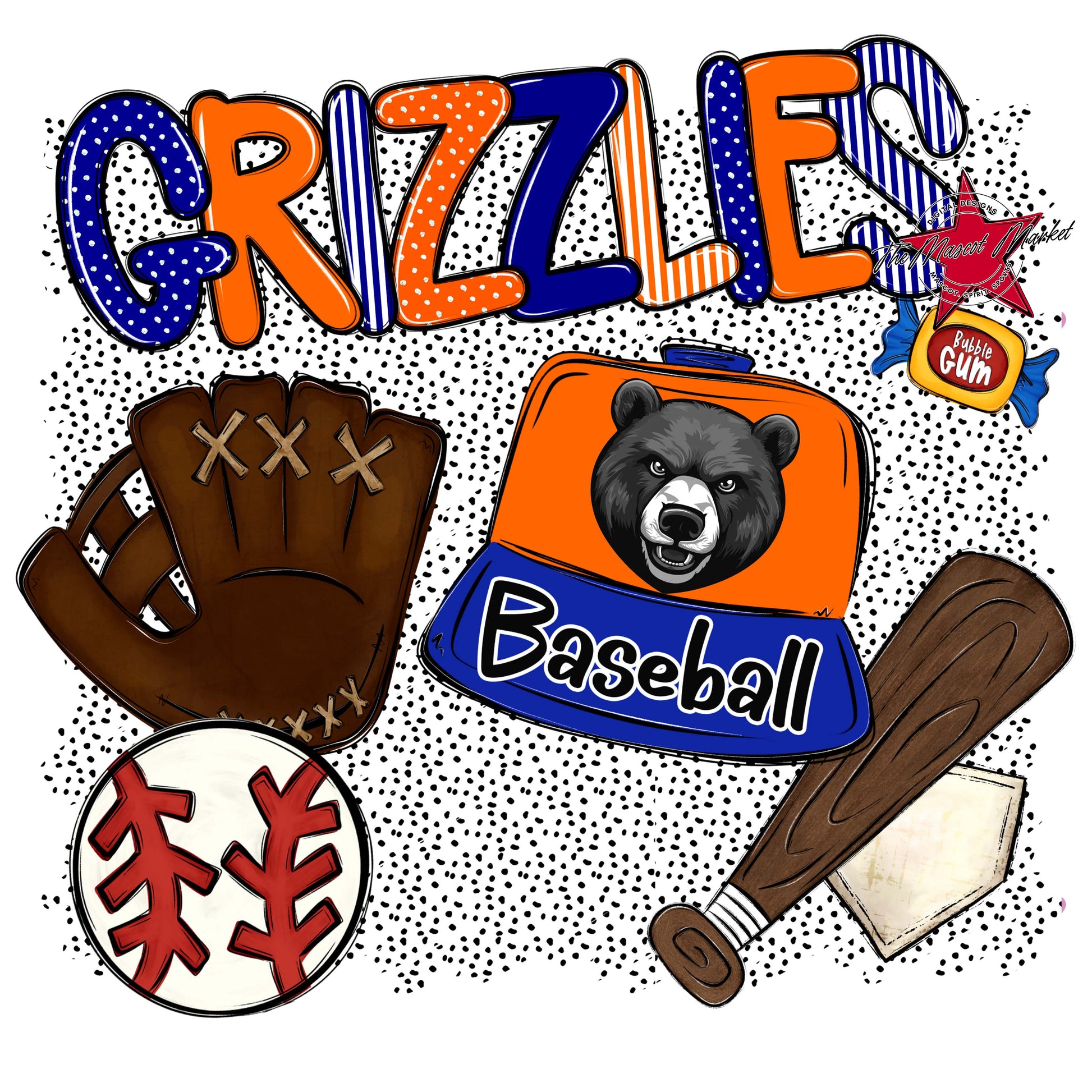 Grizzlies Baseball Spirit-Blue & Orange