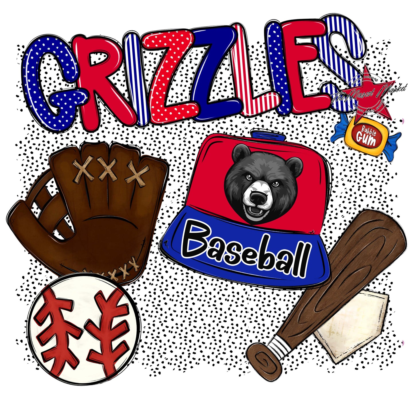 Grizzlies Baseball Spirit-Blue & Red