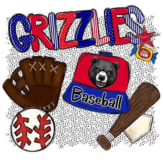 Grizzlies Baseball Spirit-Blue & Red