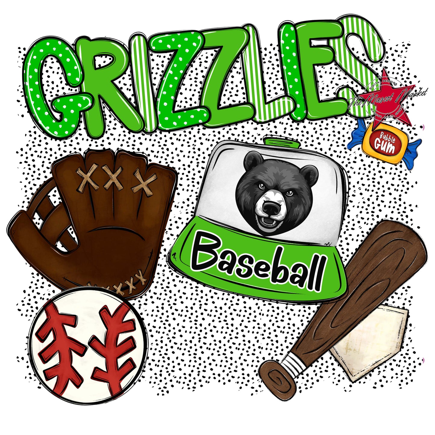 Grizzlies Baseball Spirit-Bright Green