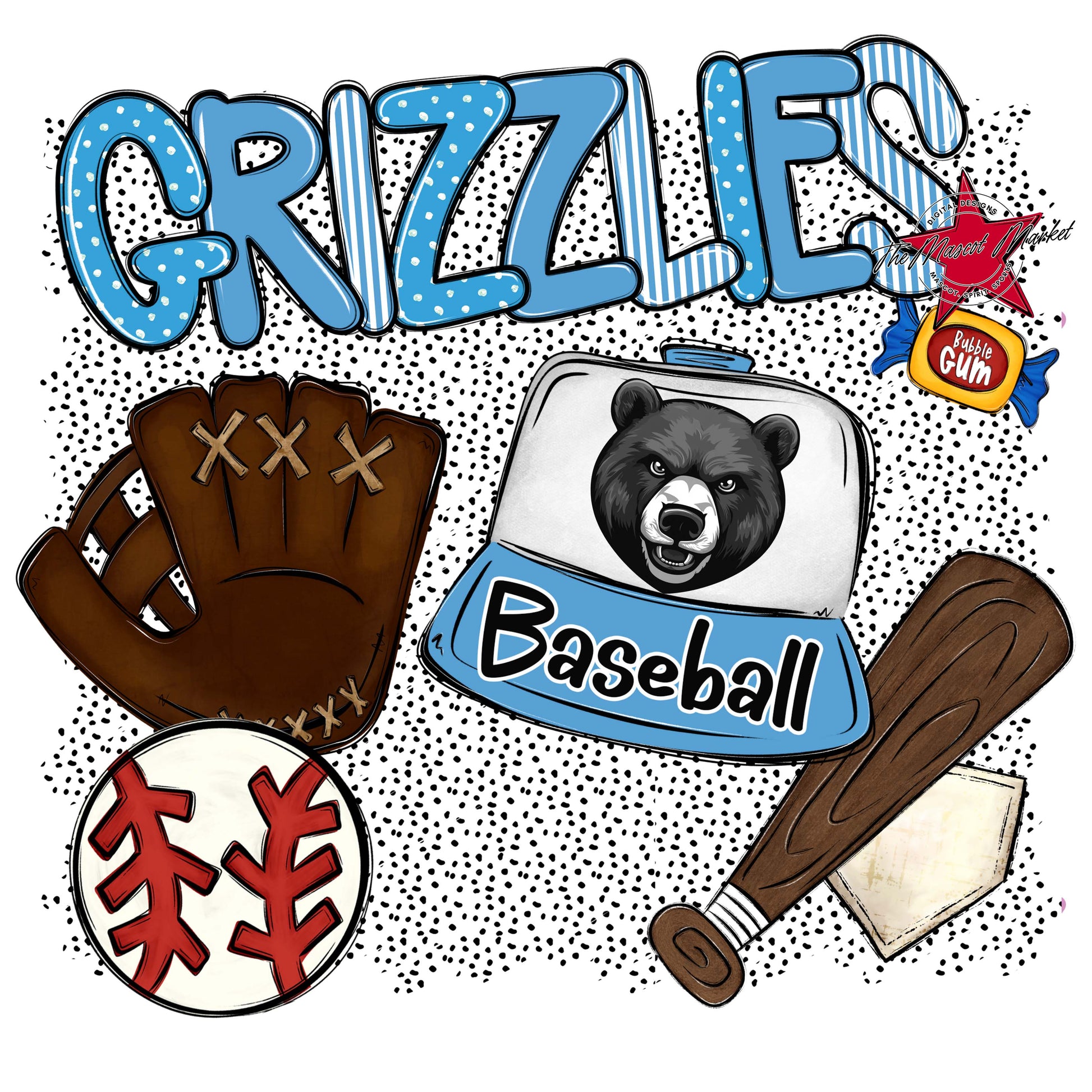 Grizzlies Baseball Spirit-Carolina Blue