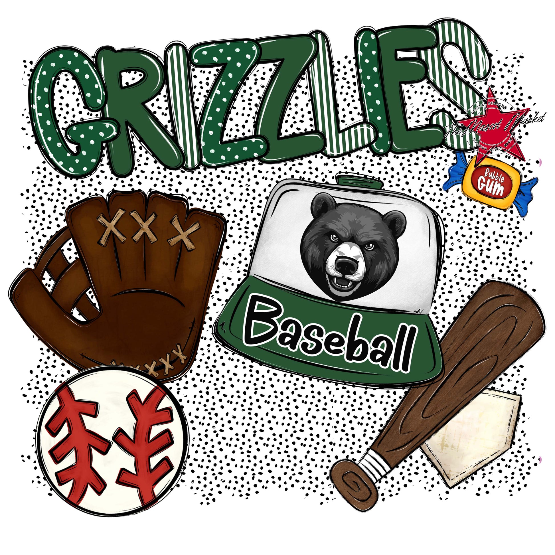 Grizzlies Baseball Spirit-Green