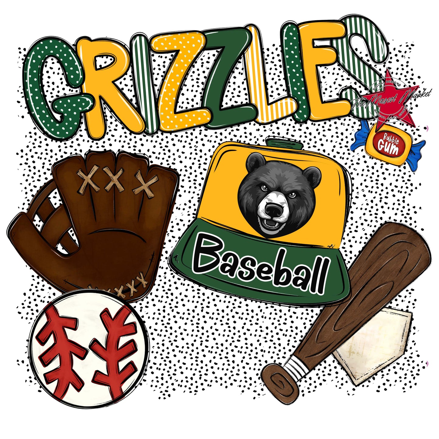 Grizzlies Baseball Spirit-Green & Yellow
