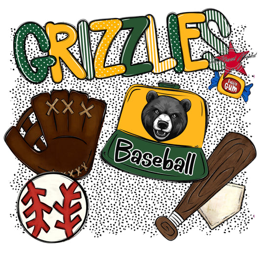 Grizzlies Baseball Spirit-Green & Yellow