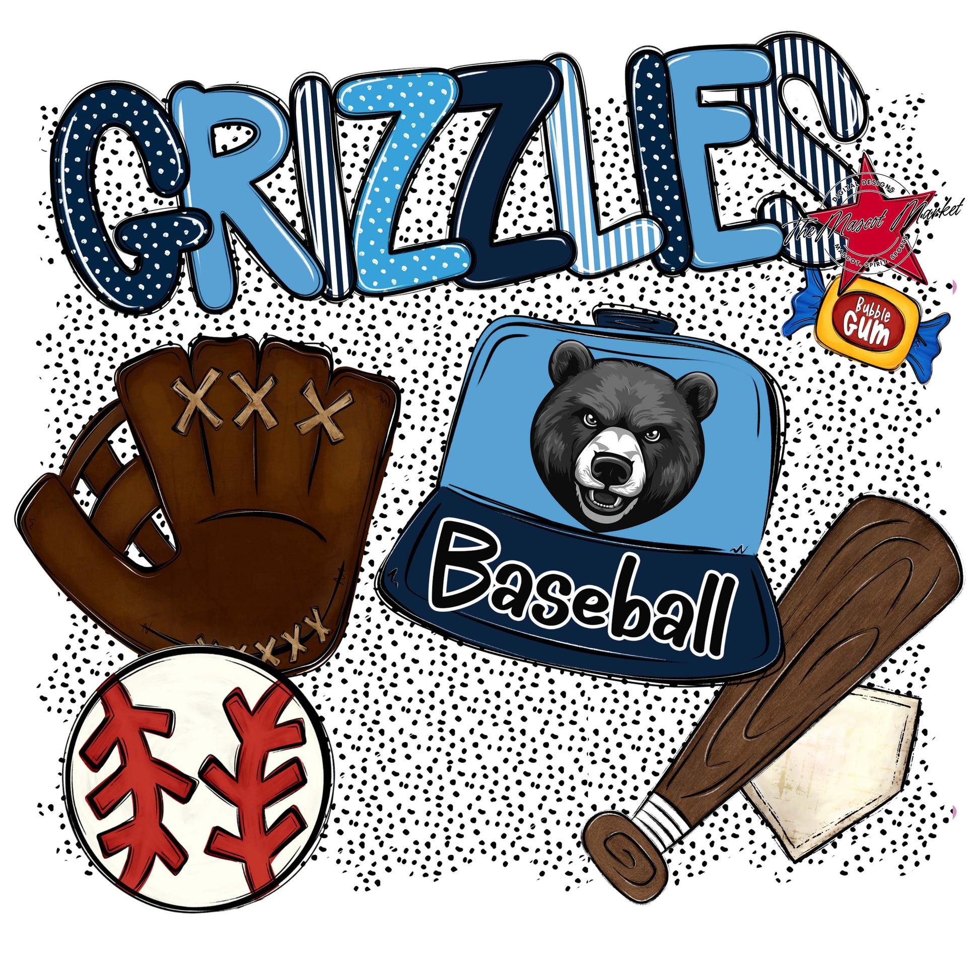 Grizzlies Baseball Spirit-Navy & Carolina Blue