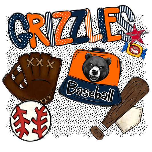 Grizzlies Baseball Spirit-Navy & Orange