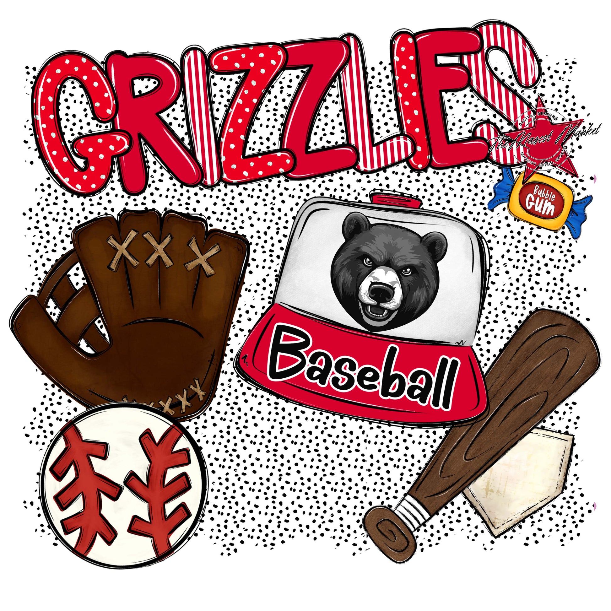 Grizzlies Baseball Spirit-Red