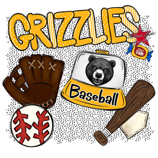Grizzlies Baseball Spirit-Yellow