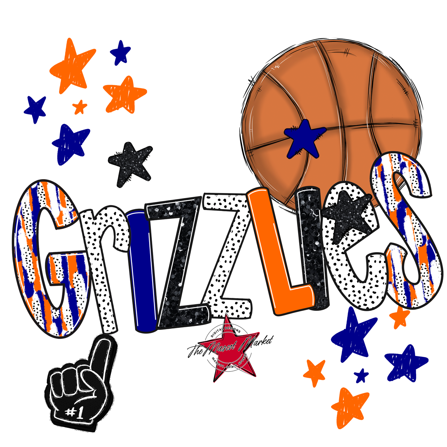 Grizzlies Basketball Scrape-Blue-Orange