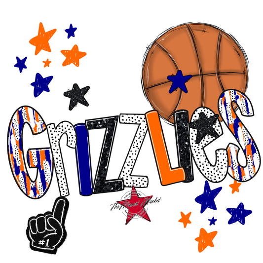 Grizzlies Basketball Scrape-Blue-Orange