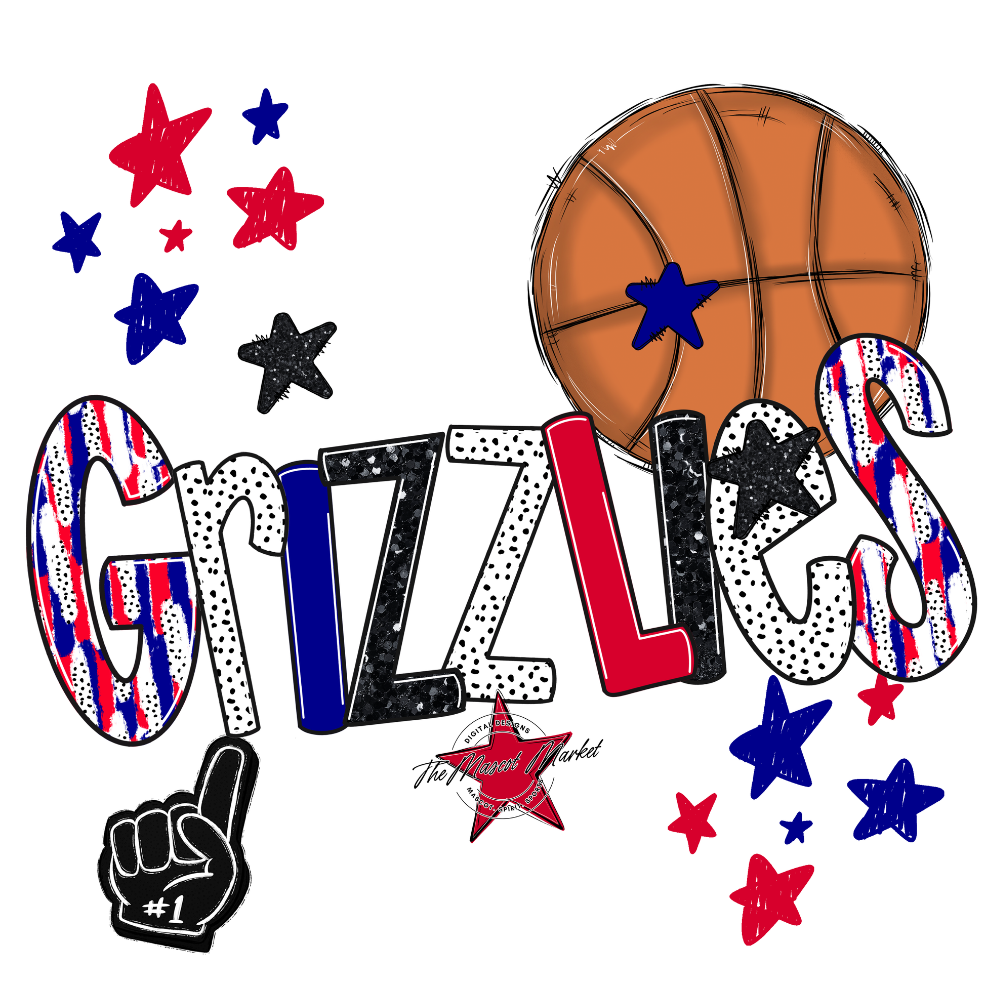 Grizzlies Basketball Scrape-Blue-Red