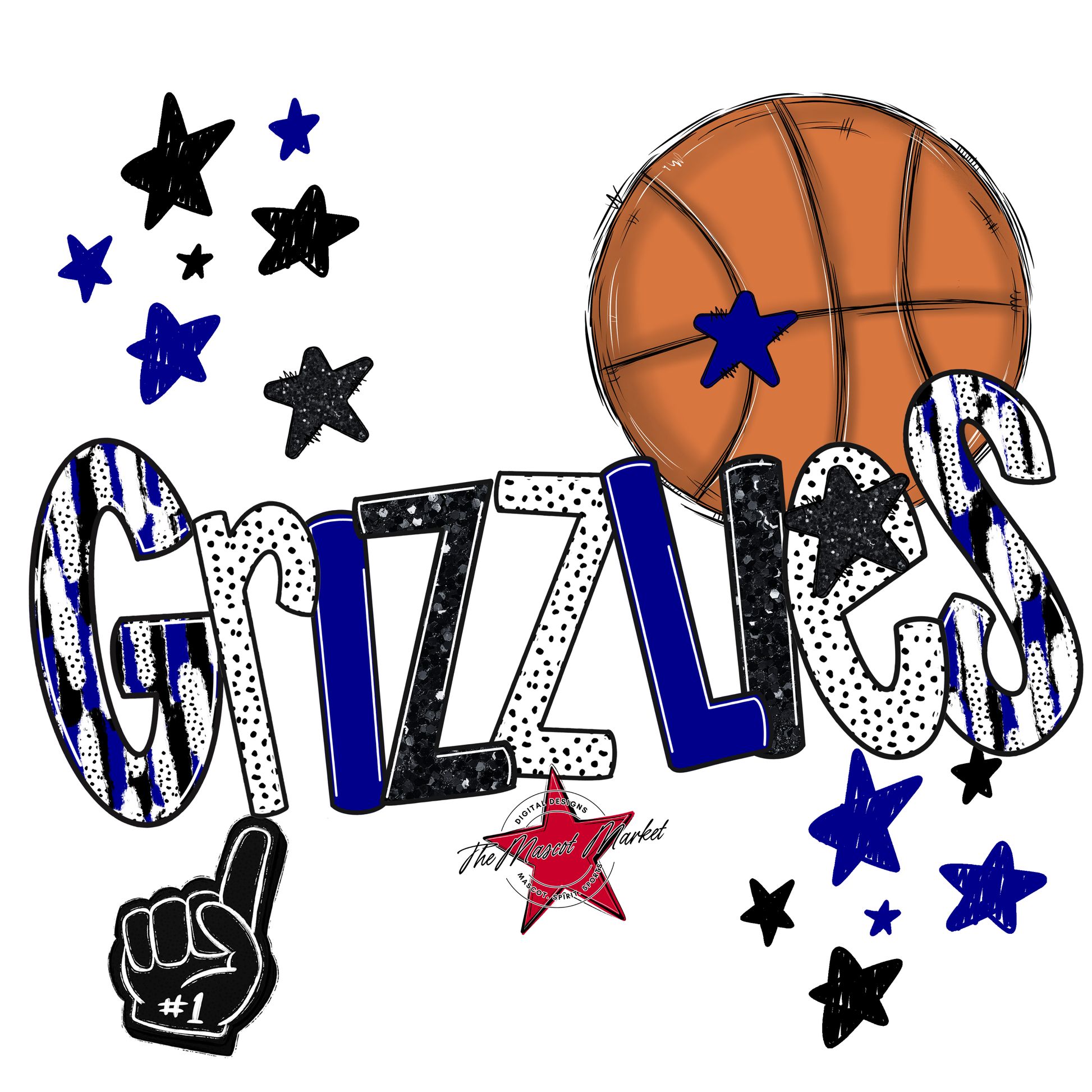 Grizzlies Basketball Scrape-Blue
