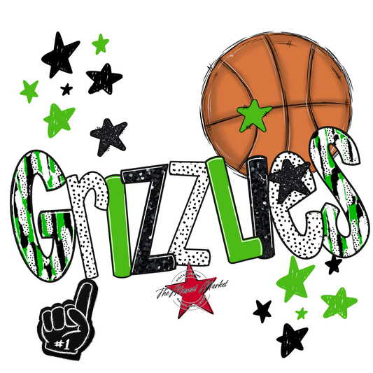 Grizzlies Basketball Scrape-Bright Green