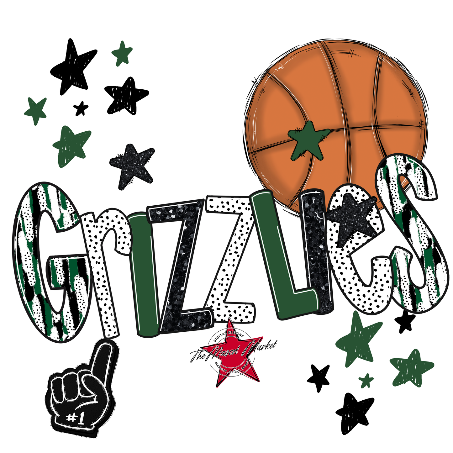 Grizzlies Basketball Scrape-Green