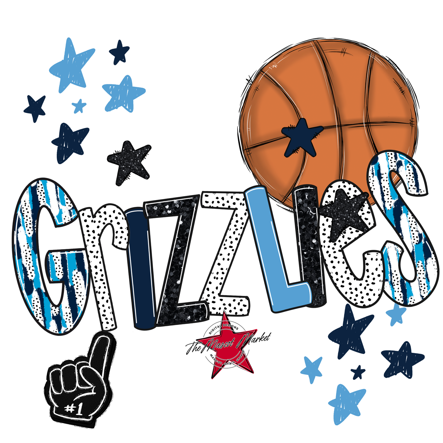Grizzlies Basketball Scrape-Navy-Carolina Blue