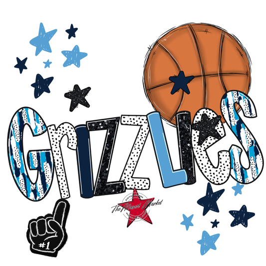 Grizzlies Basketball Scrape-Navy-Carolina Blue