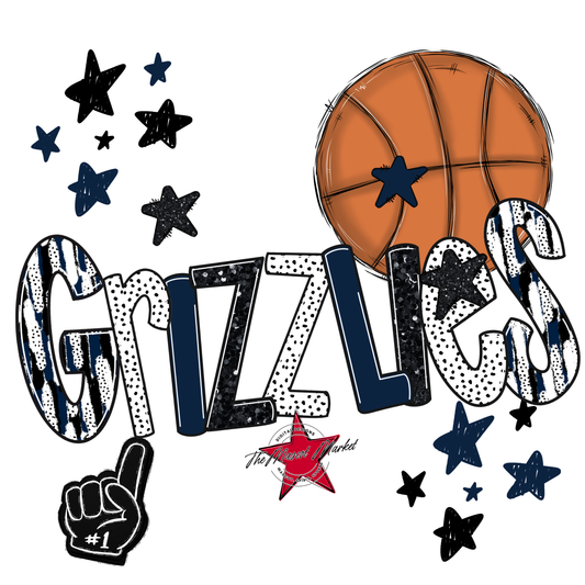 Grizzlies Basketball Scrape-Navy