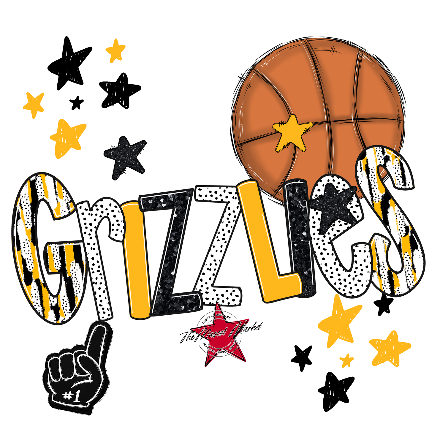 Grizzlies Basketball Scrape-Yellow