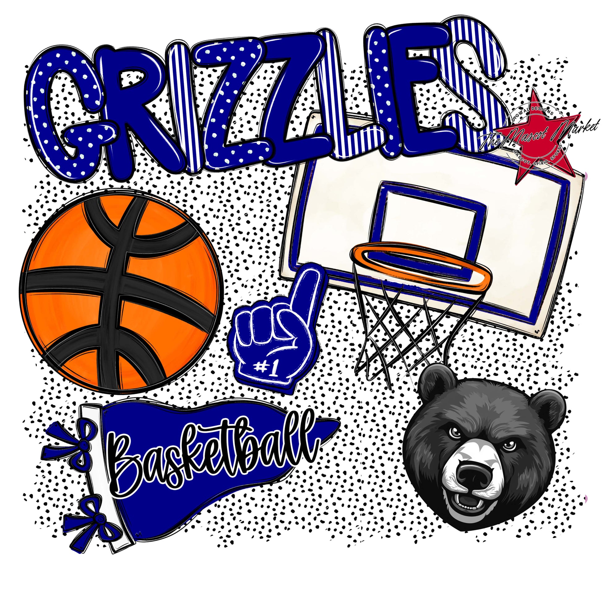Grizzlies Basketball Spirit-Blue