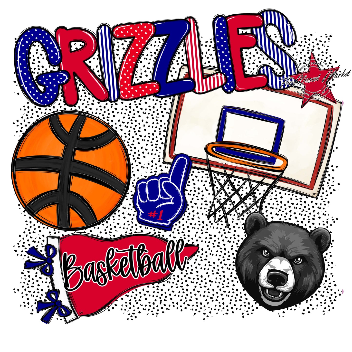 Grizzlies Basketball Spirit-Blue & Red