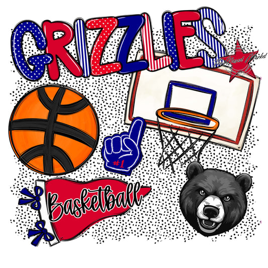 Grizzlies Basketball Spirit-Blue & Red