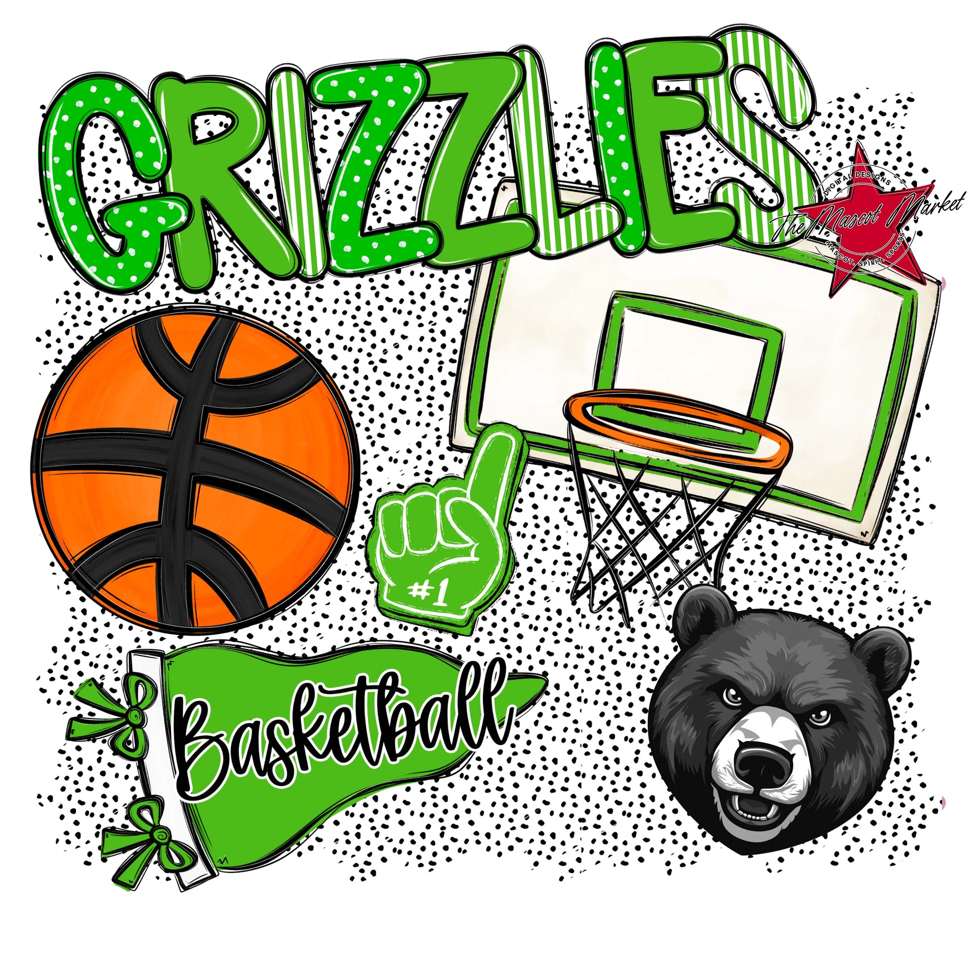 Grizzlies Basketball Spirit-Bright Green