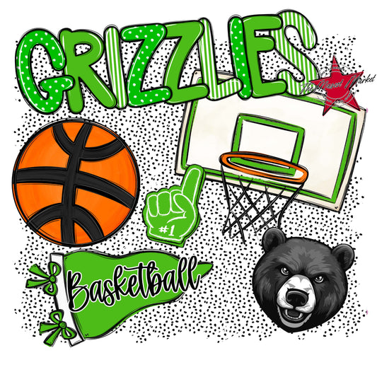 Grizzlies Basketball Spirit-Bright Green