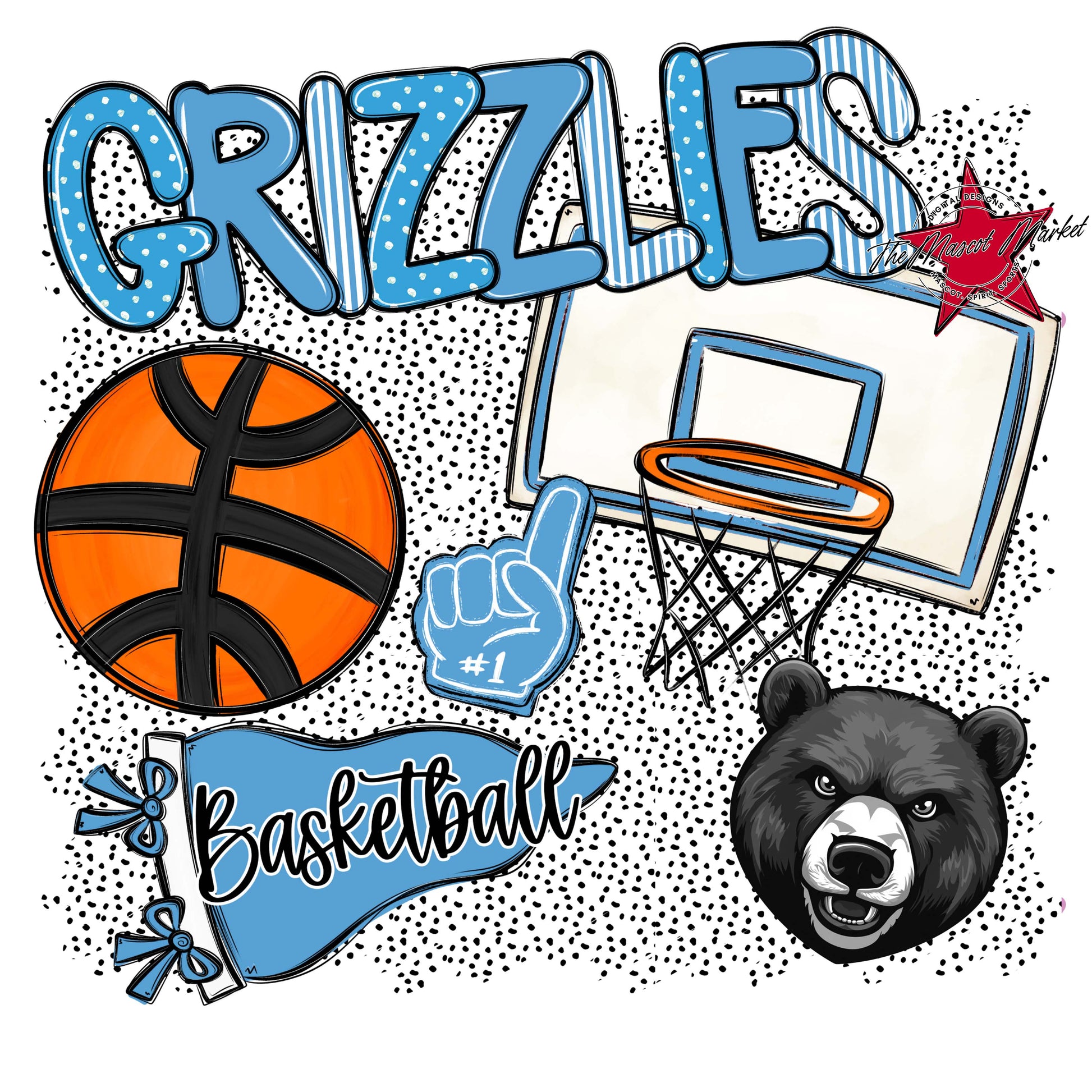 Grizzlies Basketball Spirit-Carolina Blue
