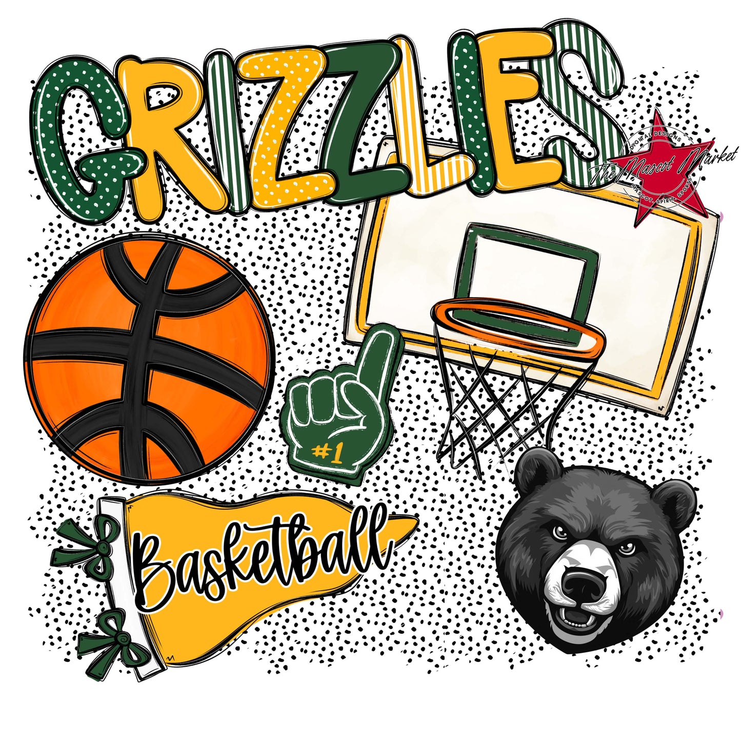Grizzlies Basketball Spirit-Green & Yellow
