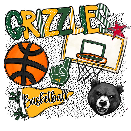 Grizzlies Basketball Spirit-Green & Yellow