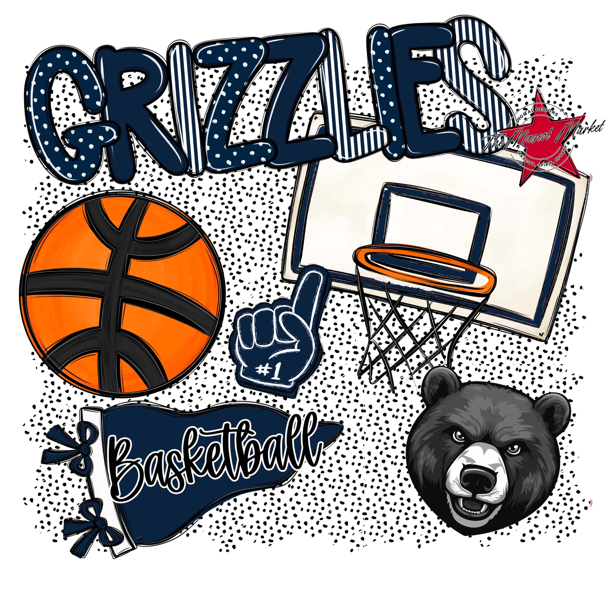 Grizzlies Basketball Spirit-Navy
