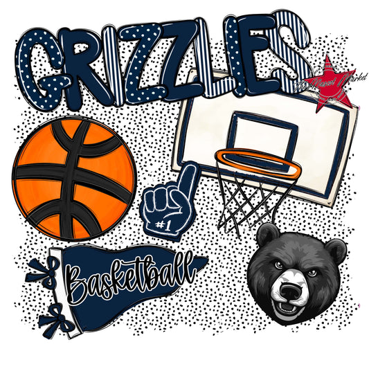 Grizzlies Basketball Spirit-Navy