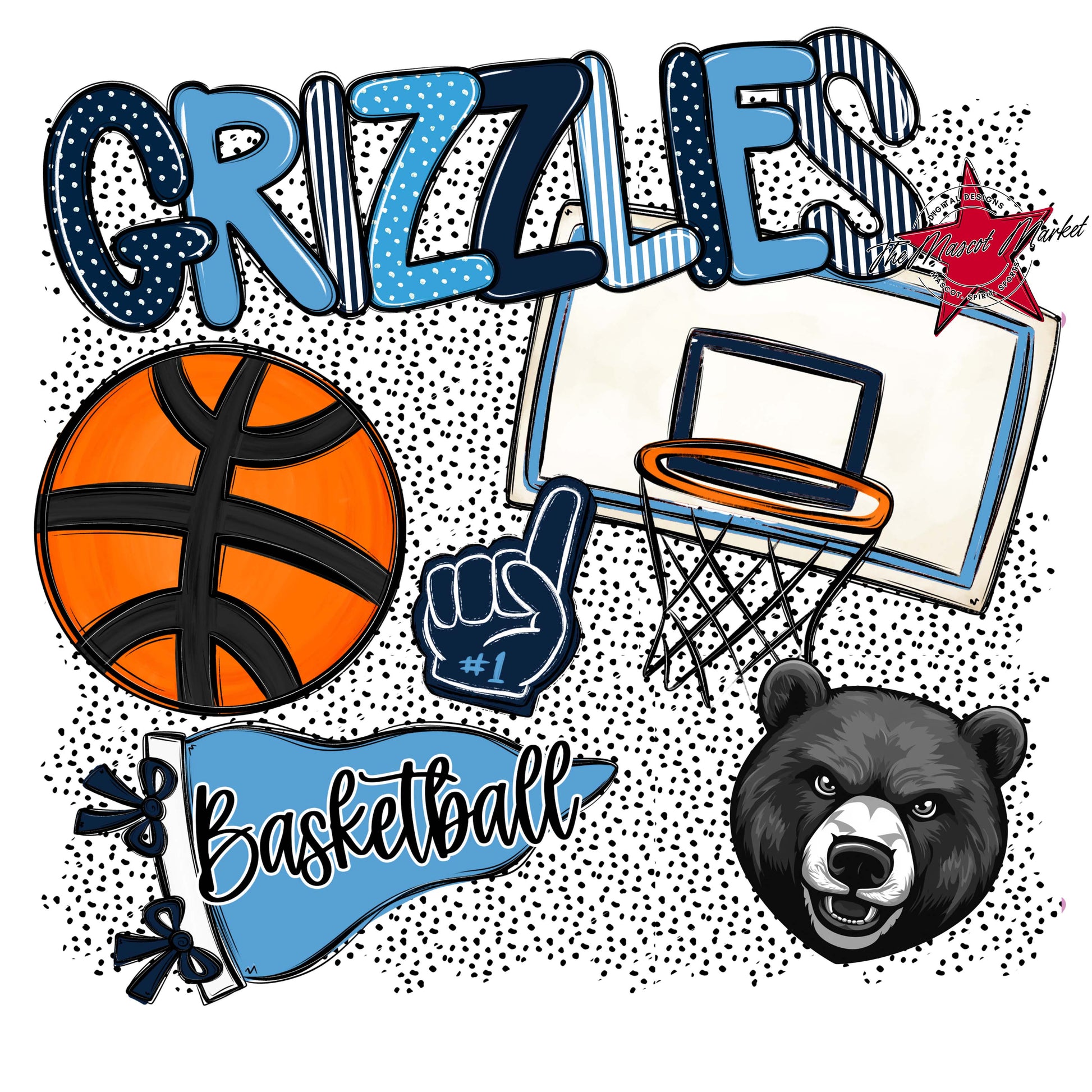 Grizzlies Basketball Spirit-Navy & Carolina Blue