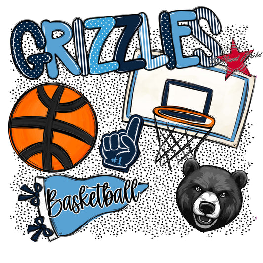 Grizzlies Basketball Spirit-Navy & Carolina Blue