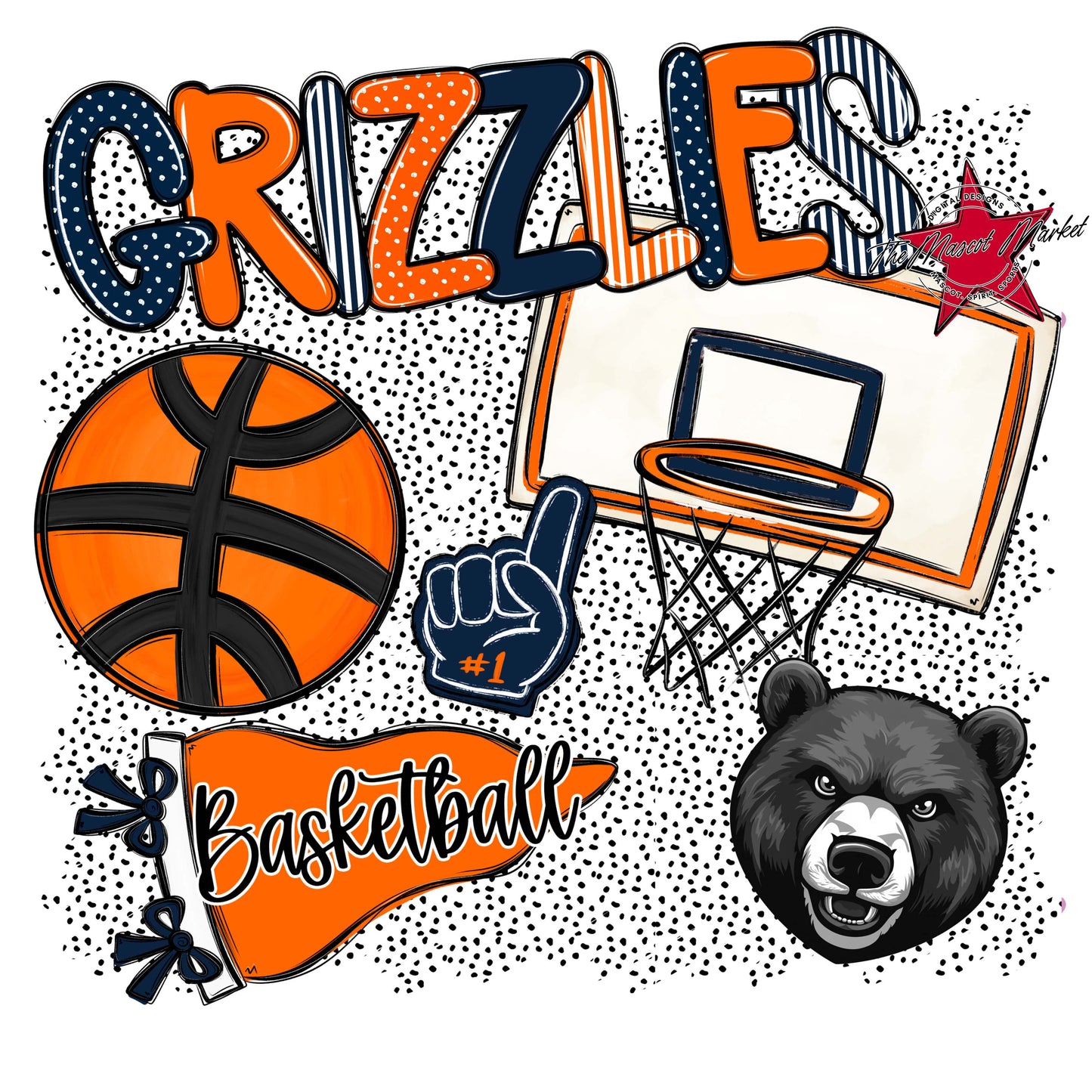 Grizzlies Basketball Spirit-Navy & Orange