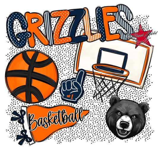 Grizzlies Basketball Spirit-Navy & Orange