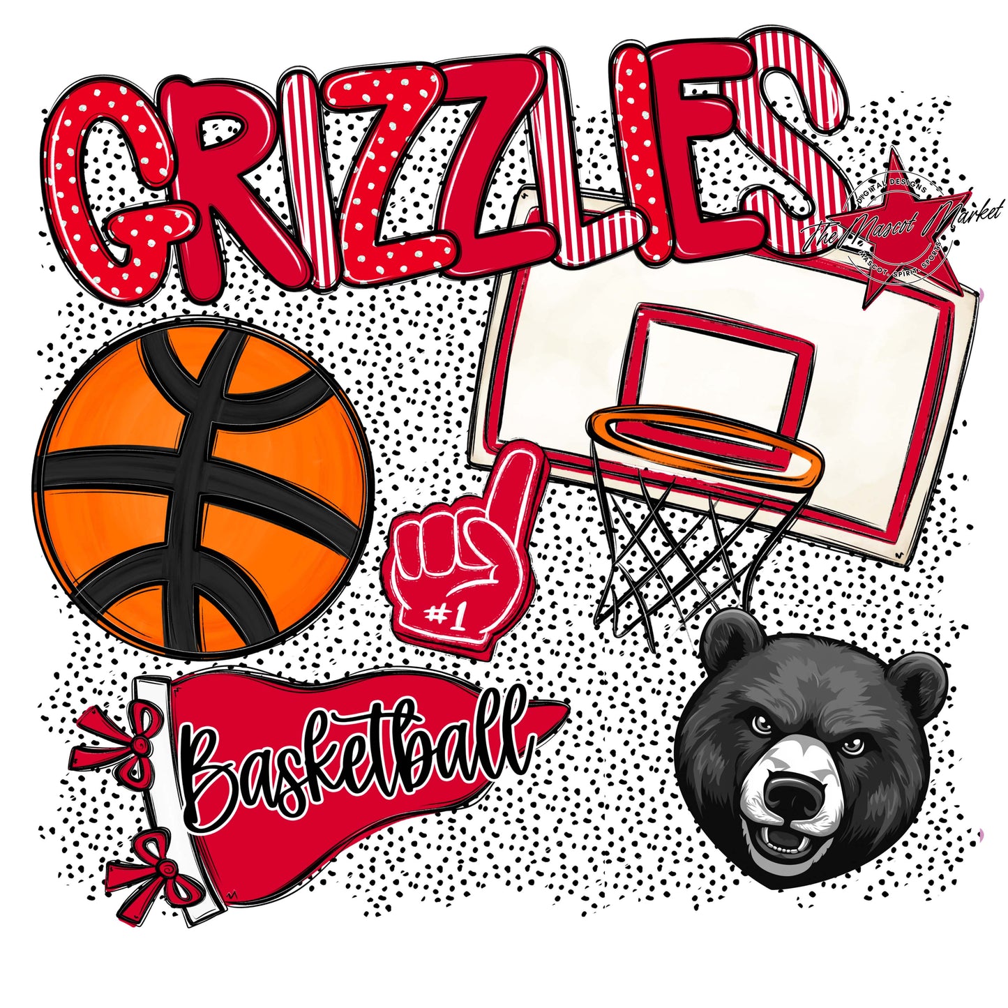 Grizzlies Basketball Spirit-Red