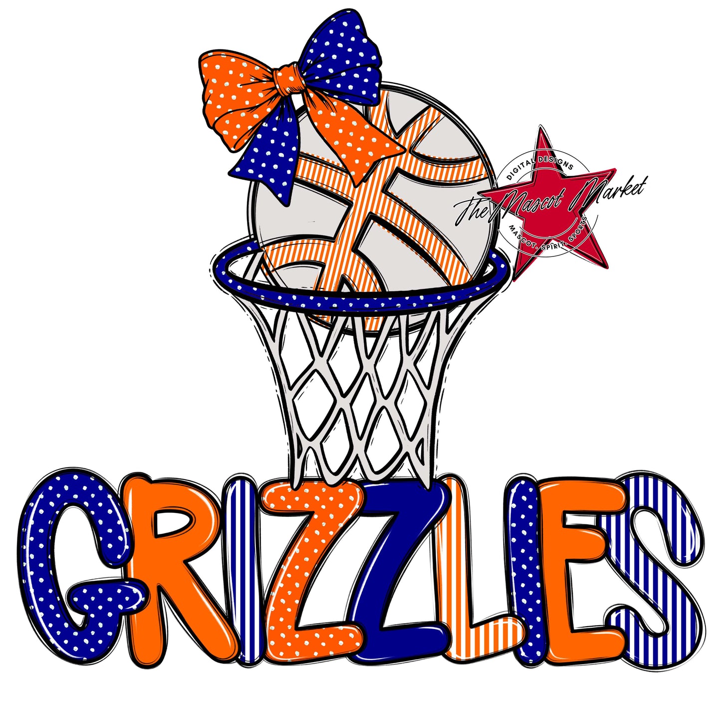 Grizzlies Basketball Spirit Design-Blue & Orange